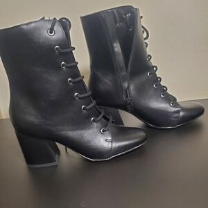 Black Lace-Up Ankle Boots